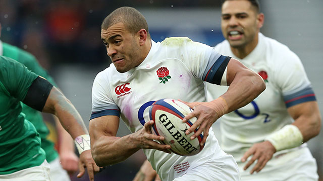 Jonathan Joseph in action for England during 2018 Six Nations