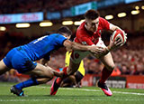 Josh Adams scores a second try for Wales v Italy in 2020 Six Nations