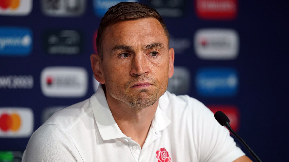 Kevin Sinfield during press conference at 2023 Rugby World Cup