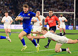 Leonardo Marin scores a try for Italy v England during 2026 Six Nations