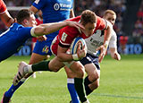 Liam Williams scores a try for Wales against italy in 2023 Six Nations