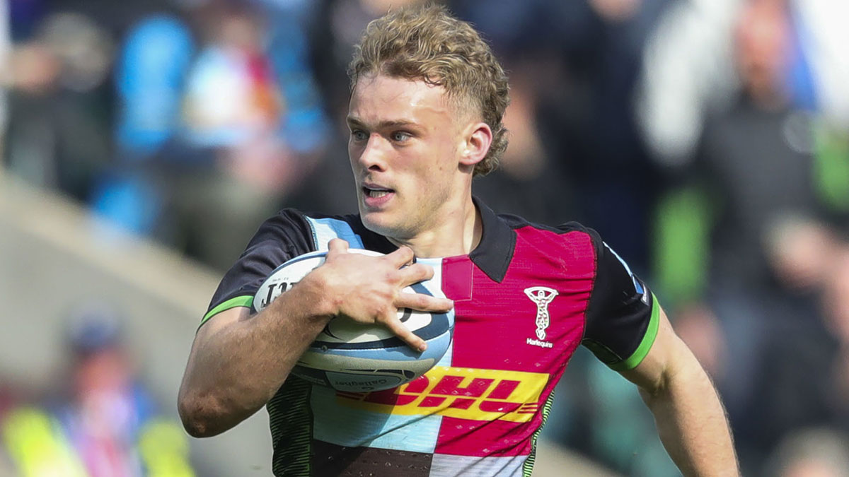 Louis Lynagh in action for Harlequins against Bath in April 2023