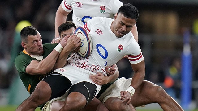 Manu Tuilagi  in action for England v South Africa during 2022 Autumn Internationals