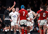 Manu Tuilagi is shown a red card in England v Wales match in 2020 Six Nations