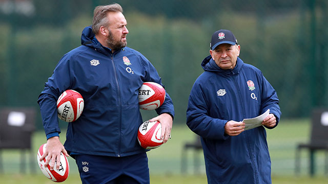 Matt Proudfoot and Eddie Jones at training session during 2020 Autumn Nations Cup