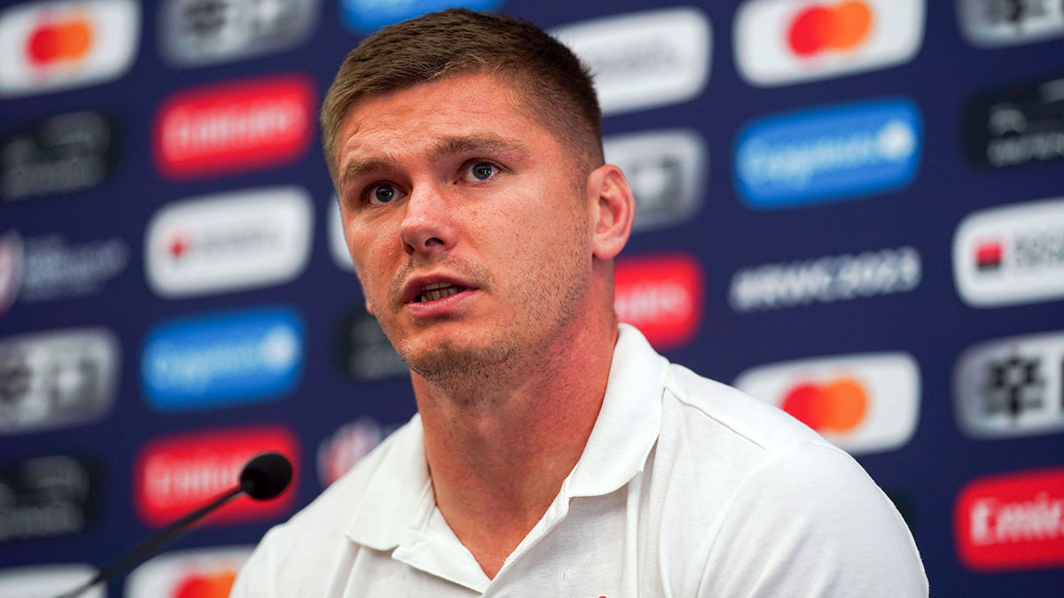 Owen Farrell at press conference during 2023 Rugby World Cup