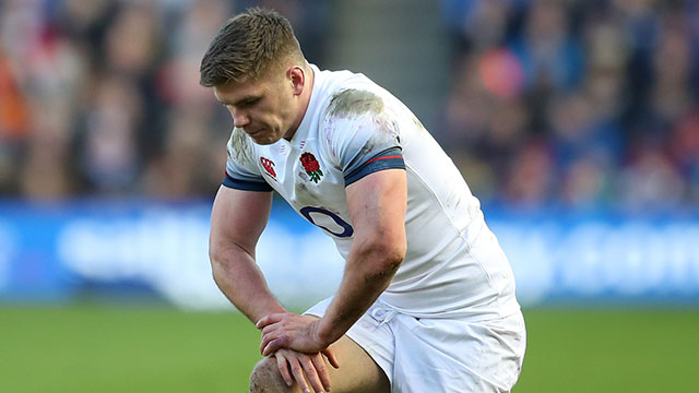 Owen Farrell lines up a kick for England