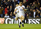 Owen Farrell on his way to scoring a try against Scotland in Calcutta Cup match
