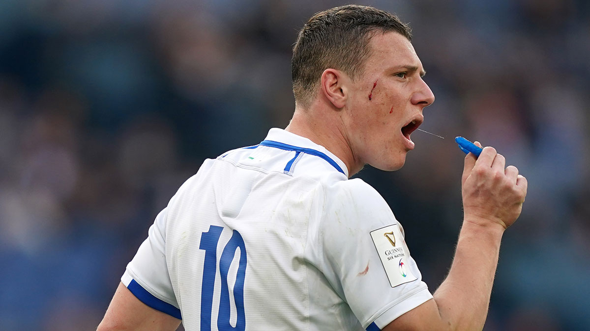 Paolo Garbisi during Italy v Scotland match in 2022 Six Nations 