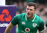 Robbie Henshaw in action for Ireland during 2018 Six Nations