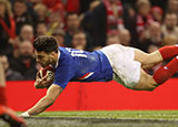 Romain Ntamack scores a try for France against Wales in 2020 Six Nations