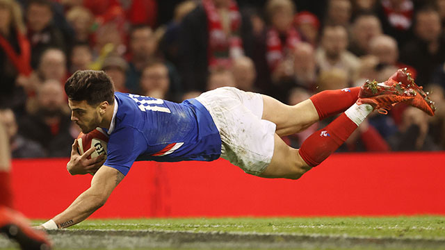 Romain Ntamack scores a try for France against Wales in 2020 Six Nations