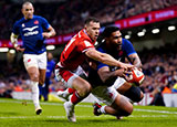 Romain Taofifenua scores a try for France against Wales in 2024 Six Nations