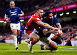 Romain Taofifenua scores a try for France against Wales in 2024 Six Nations