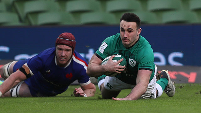 Ronan Kelleher scores a try for Ireland v France in 2021 Six Nations