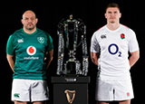 Rory Best standing next to Owen Farrell at 2019 Six Nations launch
