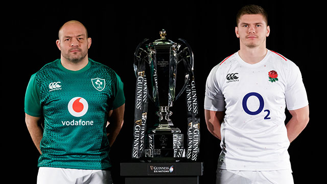 Rory Best standing next to Owen Farrell at 2019 Six Nations launch