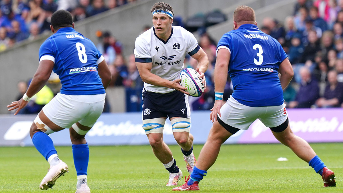 Rory Darge in action for Scotland v Italy during 2023 summer internationals