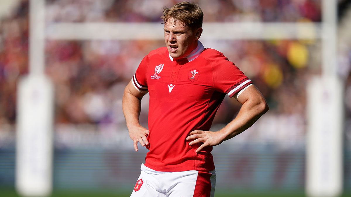 Sam Costelow at Wales v Georgia match during 2023 Rugby World Cup