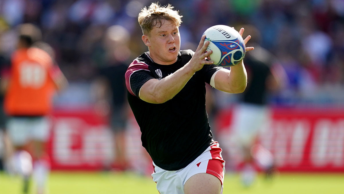 Sam Costelow before Wales v Georgia match during 2023 Rugby World Cup