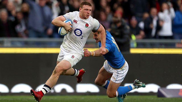 Sam Simmonds in action for England