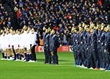 Scotland and England players lineup before match in 2022 Six Nations