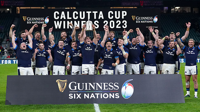 Scotland lift Calcutta Cup at Twickenham during 2023 Six Nations