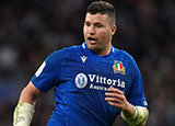 Sebastian Negri in action for Italy against England during 2023 Six Nations