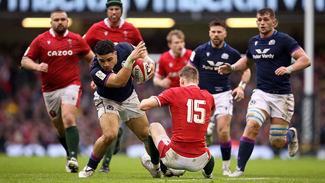 Sione Tuipulotu in action for Scotland against Wales in 2022 Six Nations