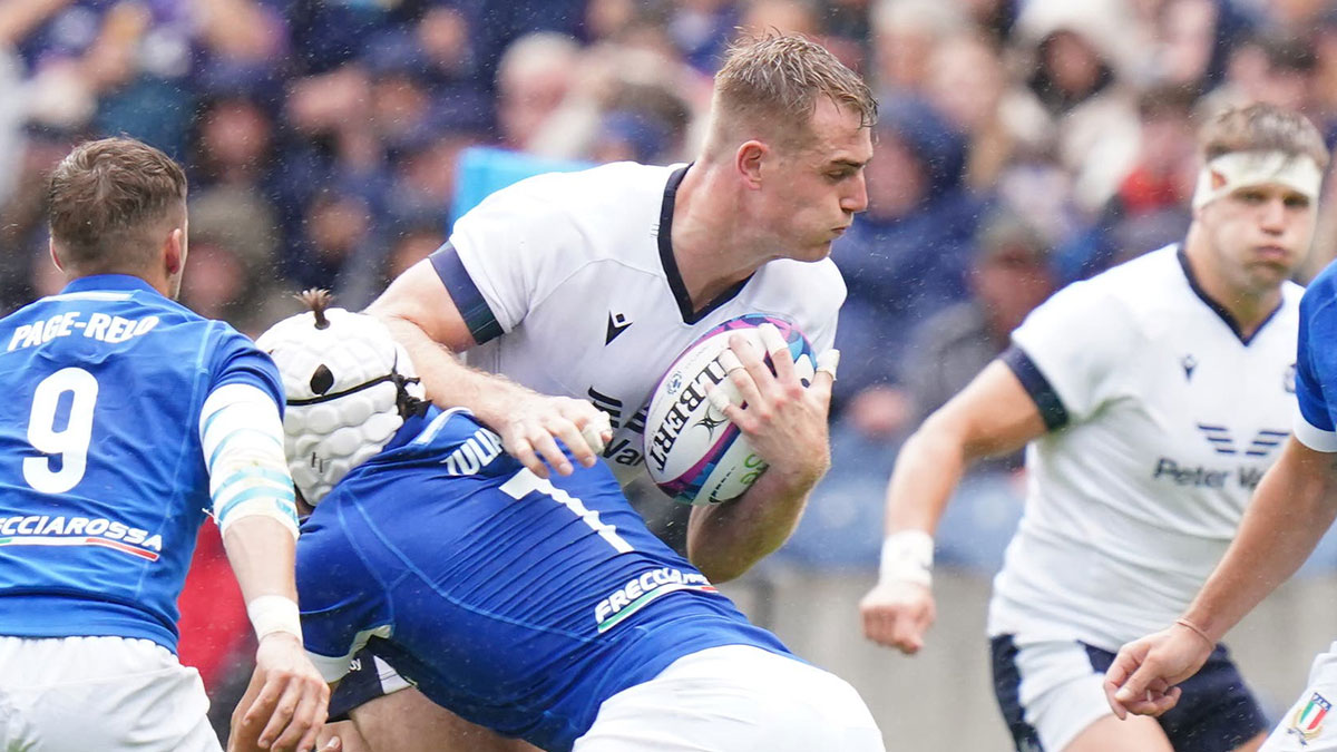 Stafford McDowall in action for Scotland v Italy during 2023 Six Nations
