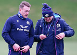 Stuart Hogg and Gregor Townsend at a Scotland training session