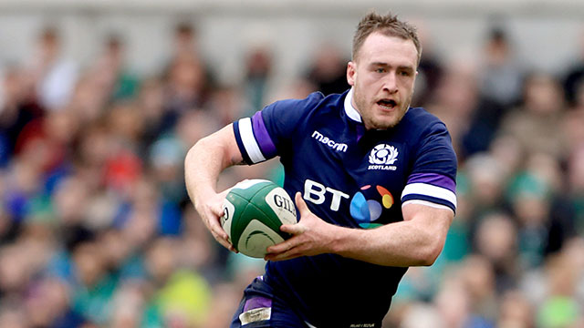 Stuart Hogg in action for Scotland during 2018 Six Nations