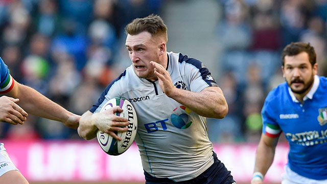 Stuart Hogg in action for Scotland v Italy in 2019 Six Nations