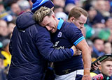 Stuart Hogg leaves the field injured during Scotland v Ireland match in 2023 Six Nations