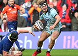 Stuart McInally celebrates scoring Scotland's third try against France in 2020 Six Nations