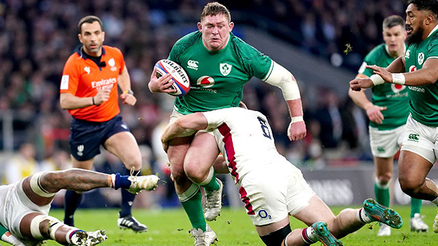 Tadhg Furlong in action for Ireland against England during 2022 Six Nations