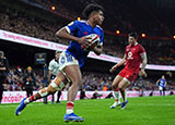 Theo Attissogbe scores a try for France against Wales during 2026 Six Nations