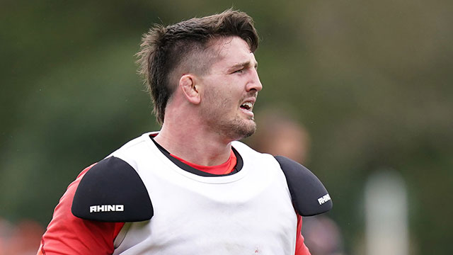 Tom Curry at an England Training Session during 2022 Six Nations