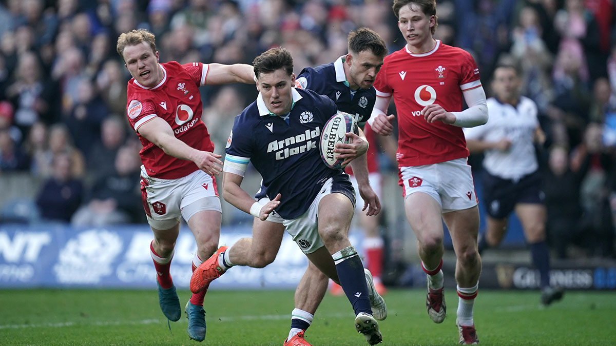 Tom Jordan scores a try for Scotland v Wales during 2025 Six Nations