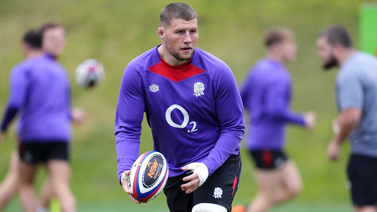 Tom Willis at England training session during 2025 Six Nations