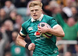 Tommy OBrien scores a try for Ireland against England during 2026 Six Nations