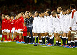 Wales and England line up before an International friendly match