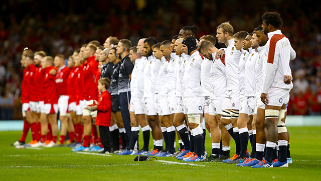 Wales and England line up before an International friendly match