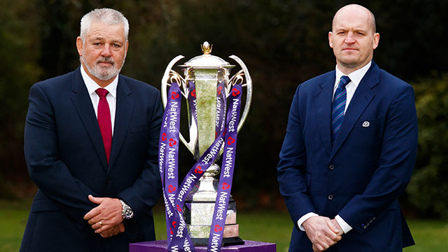 Warren Gatland and Gregor Townsend with Six Nations trophy