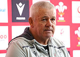 Warren Gatland at Wales press conference ahead of Wales v England match in 2023 Six Nations