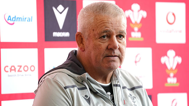 Warren Gatland at Wales press conference ahead of Wales v England match in 2023 Six Nations