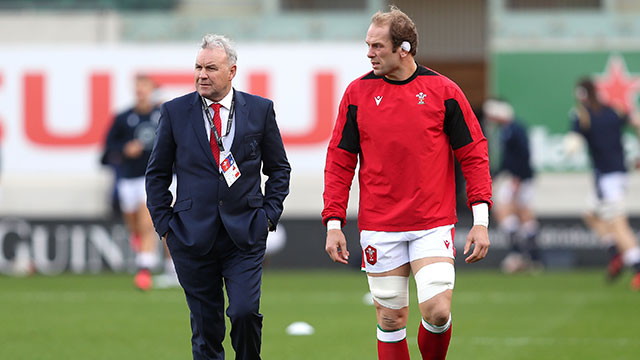 Wayne Pivac and Alun Wyn Jones before Wales v Scotland match during 2020 Six Nations