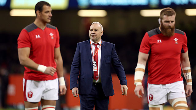 Wayne Pivac with players during Wales v Barbarians 2019 match