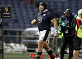 Zander Fagerson leaves the field during Scotland v Wales match in 2021 Six Nations